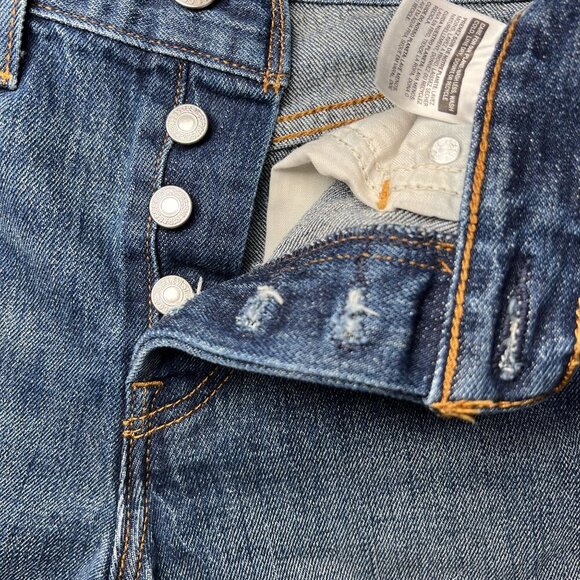 Levi's White Oak Cone Denim Button-Fly Jean Shorts 25 🔸Rare Blank Tab🔸 - Picture 6 of 10
